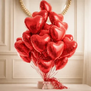 Globos metálicos en forma de corazón